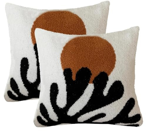 yomoe 2 Uds. de Almohada de Microfibra Retro Ultrasuave con Paisaje Natural, de Cojín, Acogedora de Almohada Peluda Decorativa