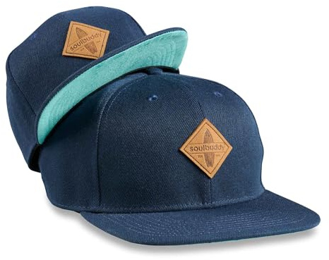 Soulbuddy Set di 2 Cappellini da Basecap Coordinati papà e Figlio – Snapback cap Traspiranti Uomo e Bambino – Look Mini Me Famiglia – Idea Regalo Originale (IT, Testo, M, Blu Scuro)