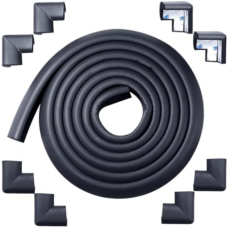 Arinbeb Foam Corner Protector for The Fireplace Hearths Edge and Corner Guard, with Retardant Materials Foam Safety Bumpers Baby Proofing (Black)