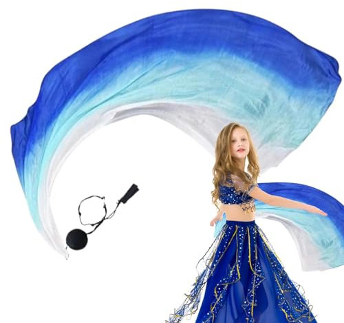 Seidenschleier für Bauchtanz, bunte Seidenschal-Schleier, eleganter Bauchtanz-Poi-Streamer, abgestufte Farben, Seidenschal für fließende Kunst, Anbetung und Tanzübungen