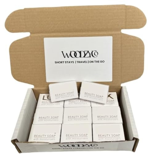 Beauty Soap Travel Pack – 20 x 15g Moisturising Mini Bars – Nourishing, Fragranced Guest Soaps for Hotels, Travel, Gyms & Bathrooms – Soft Care Formula in Recyclable Woodzyco Box