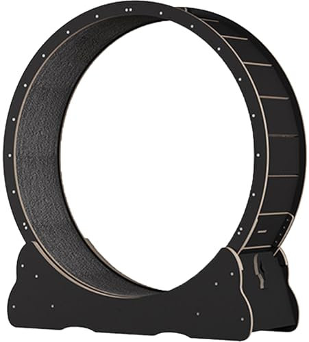 Katzenlaufrad, Katzenlaufrad aus Holz, mit Laufbahn aus Teppichboden, Katzenlaufrad mit Bremse, für kleine und große Katzen,Black-M