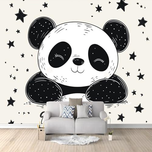 Papiers peints 400 x 280 cm Papier peint panoramique Revêtement mural décoration salon Panda Mignon Et Simple Papier Peint Intissé Décoration Murale Blanc