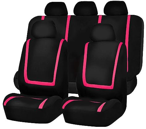 LeLEEEE Für Hyundai Tucson Hybrid 2000-2023 Autositzbezug Komplettset Allwetter Einsatz Auto Ledersitzbezug,E-Black pink