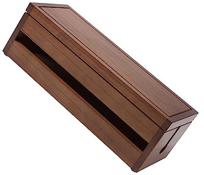 jojofuny Wooden Cable Organizer and Socket Storage Box for Home Office, Large Coffee Brown Wire Management Case with Lid for Charging Cable and Power Plug Storage