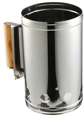 Kisangel Cheminée D’allumage pour Barbecue Extérieur en Acier Inoxydable Manche en Bois Isolant, Allume-feu Rapide Et Sûr pour Grillades en Plein Air