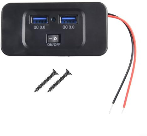 Snowchecking QC 3.0 Dual USB Auto Ladegerät Steckdose, 12V/24V Adapter Power USB Schnellladebuchse Panel für Fahrzeuge Boote RV Motorräder