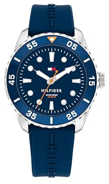 Tommy Hilfiger Orologio con Movimento al Quarzo a Tre Lancette per i Giovani con Cinturino in Silicone Blu - 1720047, Navy Blue
