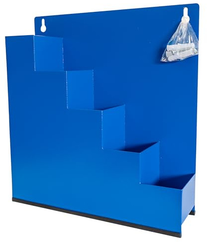 HORZEFIX Kabelbinder Ordnungsbox Wandhalter zur Wandbefestigung aus Metall in blau inklusive 2 Schrauben und 2 Dübel- idealer Ordnungshelfer