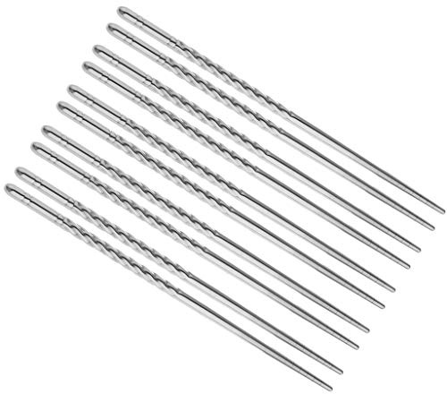 5 paia di bacchette in acciaio inox ecologiche quadrate tipo Twist