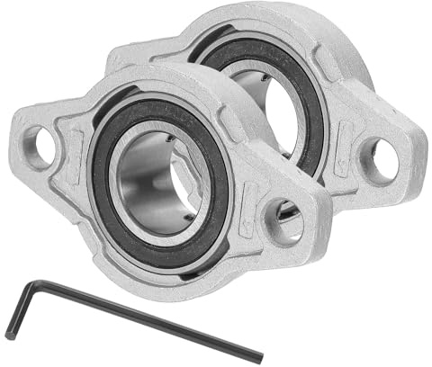 sourcing map Pillow Block Bearing 1 (25mm) Bore Zinc Alloy Steel Mounted Flange Pillow Block Self-Alignment Insert Bearings Housing for Machinery Power Agriculture Pack of 2