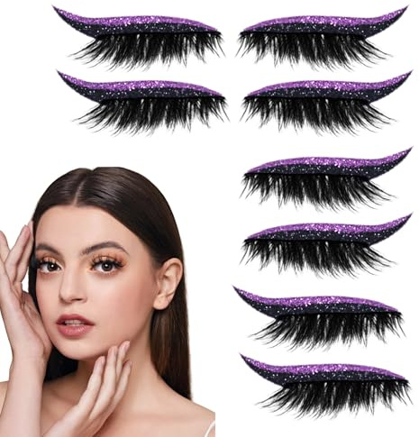 Wimpernstreifen, 4 Paar Klebestreifen für Augen, mit Glitzer für den täglichen Gebrauch, Reisen, Make-up