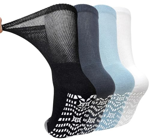 LOFIR Diabetic Socks for Men Women: Soft Extra Wide Top Socks - Non Elastic Loose Fit Gentle Cotton Seamless Padded for Swollen Feet and Ankles Size 6-14