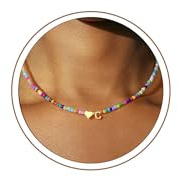 Turandoss Herz Kette mit Buchstaben - Boho Perlen Buchstaben Kette Herz Personalisierte Geschenk für Frauen Muttertag Teenager Mädchen Schmuck