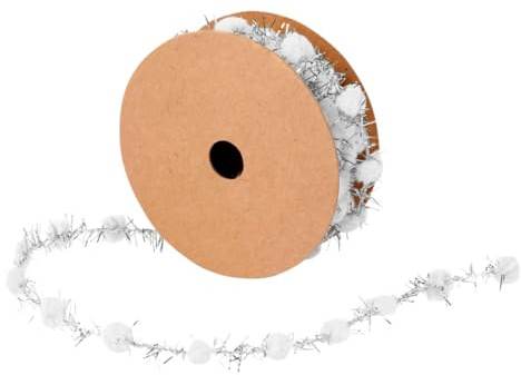 HEALSOPTHY Glitter Pom Poms Band Weiß mit Draht Weihnachtsbaum Dekorationsband für DIY Bastelprojekte Geschenkverpackung und Kreative Weihnachtsdeko