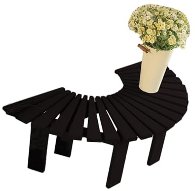 Trädbänk Runtom, Solfjäderformade Träbänkar For Uteplats, For Gräsmatta, Trädgård Och Pool (endast Bänkar)(Black)