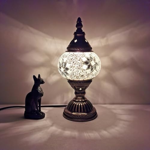 Türkische exotische Mosaik Tischlampe mit handgefertigten marokkanischen Stil Retro Lampe Schatten Dekorative Lichter für Schlafzimmer Weihnachten Halloween Büro Art Decor
