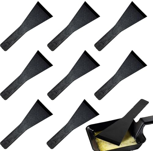 Pack of 8 raclette spatulas, non-stick raclette sliders for cheese grills, high-quality raclette scraper, gourmet boards and fondue, kitchen utensils for pans and frying pans, robust and heat