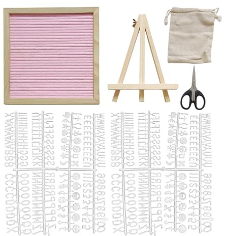 Changeable Letter Board - Felt Board With Wooden Frame 25 X 25 Cm, Freestanding Table Display, Custom Message Letter Kit, Compact Square Size | Christmas Birthday Ma