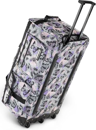 normani Sport und Reisetasche 80-120 Liter - Trolley wasserabweisend reißfest leicht und robust - 2/3 Rollen und verstärkter Boden Schmetterling / 100 Liter XXL
