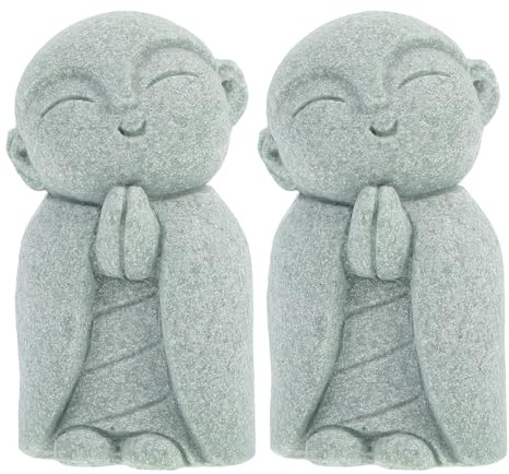Toyvian Japanische Jizo Buddha Statue Sandstein Feng Shui Gartendekoration Wetterfest Meditationsfigur für Haus Teich