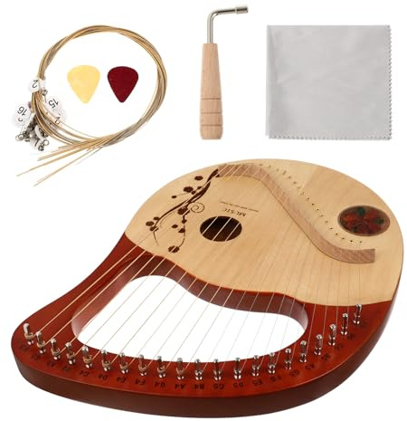 Totority 21-string Portable Lyre Harp with Wood Body, Ancient Style Wood String Instrument for Music Lovers and Marching Band Use