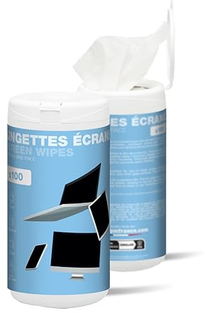 APM 100 Lingettes Nettoyantes pour Lunettes, Écrans TV, PC, Smartphones et Appareils Photo, Sans Alcool, Garantie Zéro Rayure, Effet Antistatique, 600103