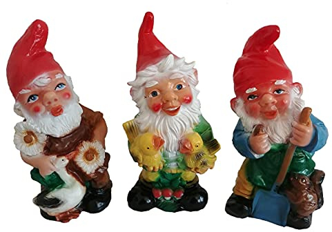Frankenland Design Gartenzwerge 3er Set ca. 28 cm hoch