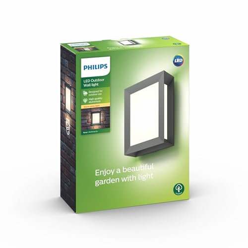 Philips LED Karp Outdoor Wall Light [Anthracite Grey - Warm White] 6W For Garden, Patio and Terrace Lighting