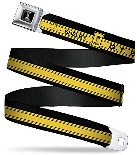 Buckle-Down Herren Tiffany Sicherheitsgurt, Silberfarben, Shelby GT 500/Cobra Box Stripe Schwarz/Gelb, Größe XL Gürtel, Mehrfarbig, 1.5 Wide-32-52 Inches in Length