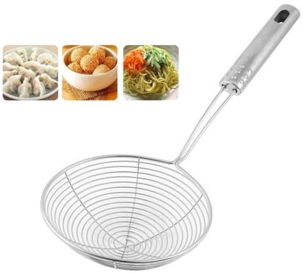 TrAdE shop Traesio COLINO Acciaio Inox 16CM con Manico PASSINO Rete Gancio UNCINO FILTRA SETACCIO