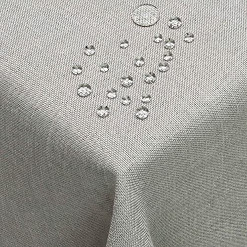 DecoHomeTextil Leinen Optik Tischdecke Eckig 110 x 180 cm Hellgrau | wasserabweisend, fleckenabweisend, abwaschbar, Lotuseffekt
