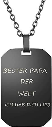 Personalized Master Gravur Edelstahl Anhänger Erkennungsmarke Kette Dog Tag ID Tag Gravurplatte für Damen und Herren Paar personalisierte Geschenke (Schwarz)