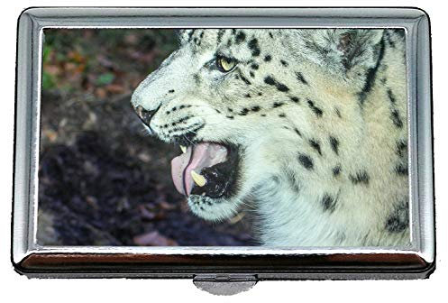 Zigarettenetui Box-Taschenhalter für 14 Zigaretten, Leopard Tier große Katze Edelstahl Card Holder Card Case Ausgezeichnetes Design für Männer und Frauen