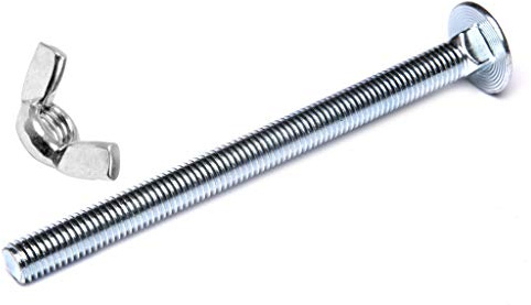 M6 x 75 Cup Square Heaxagon Bolts & Wing Nuts Grade 4.8 Zinc Plated Fully Threaded Pack of 4
