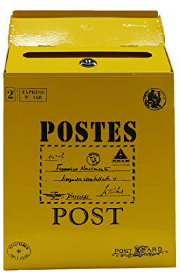 TentHome Boîte aux Lettres Murale Vintage Boîte aux Journaux avec Rabat et Serrure (Jaune 1)