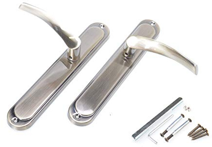 Aqbau Ensemble de poignées de porte à plaque longue patine - Poignée de porte - Poignée de porte RO (sans trou de serrure)