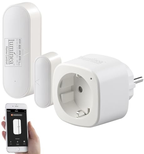 Luminea Home Control Tür- und Fensteralarm: Smarte Steuerung für Abluft, Heizung, Licht, WLAN-Sensor & -Steckdose (WLAN-Tür-Fensteralarm mit App, Fenster-Kontakt-Sensoren, Senioren Handy)