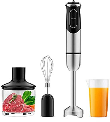 SMSOM Blender Mano de inmersión, Blender Multifuncional 4-1 Stick Stick con Amoladora de Alimentos, contenedor, batidor de Huevo, sin BPA