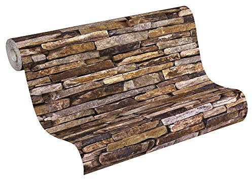 MATEX Tapete in Steinoptik hellbraun hellgrau Steintapete Naturstein Vliestapete natürliche Wohnzimmertapete matt glatt