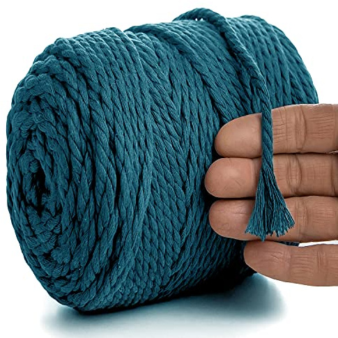 MeriWoolArt® Corda Macramè Naturale, 100 m Macramè Corda 6 mm, Corda in Cotone Morbido per Macramè Acchiappasogni, Arazzo da parete Macrame, Decorazione Macramè Fai da Te, Spago per Decorazioni