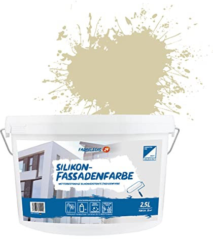 Farbklecks24 Silikon-Fassadenfarbe Color (versch. Größen/Farben) hohe Deckkraft, Wetterschutz, schmutzabweisend, (2,5L, Beige 1-3)