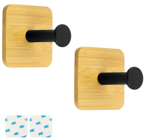WJUAN Lot de 2 crochets muraux mats de 35 mm, sans perforation, combinaison d'éléments industriels et naturels