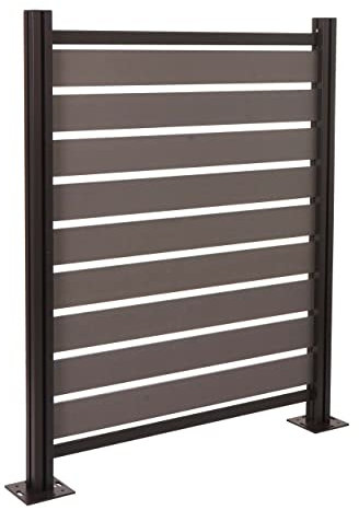 Alu Mülltonnen-Zaun HWC-K57, Basiselement Mülltonnenverkleidung, Holzoptik erweiterbar 130x110x6cm - grau