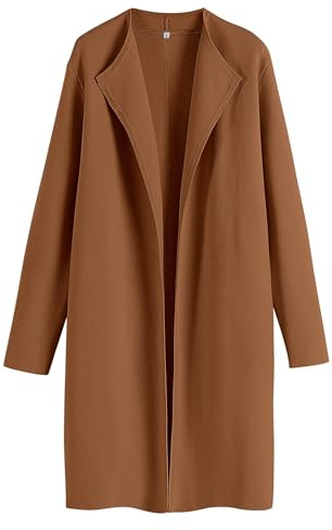 ANRABESS Women's Long Cardigans Sweater 2025 Fall Dressy Casual Lapel Knit Warm Trench Coatigan Oversized Blazer Jacket Coat Caramel Medium