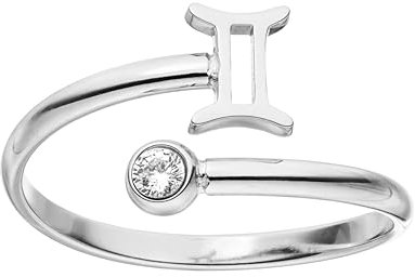 Purelei® Sternzeichen Ring Zwilling (Silber) – Wasserfester Damenring aus langlebigem Edelstahl – Verstellbare Ringe von Größe 50 bis 60 – Modeschmuck für deinen individuellen Look
