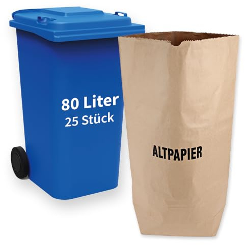 100 Stück Franz Mensch NATUREStar Bio Papiermüllsäcke, 80 L, 2-lagig, mit Aufdruck Altpapier, 550 x 850 x 200 mm, Papiersäcke für Altpapier, Biomüllsäcke