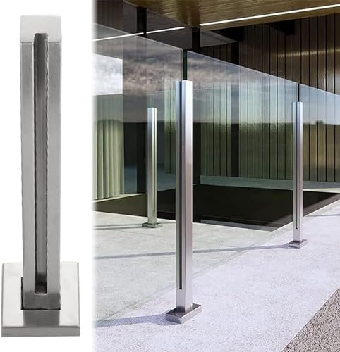 HSF Glas-Balustradenpfosten, Deck-Glasgeländer-Pfostensystem, quadratischer Balkon-Glaspaneelpfosten Für Brüstung Balkon Terrasse Treppe (Color : End Post, Size : 85cm/33.5)