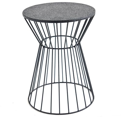 Beistelltisch VARIATION 33cm - schwarz - Eisen - handgefertigt montiert | Minimalistischer Stil, stabile Konstruktion, 40 kg Belastbarkeit, wohnlicher Look, für Wohnzimmer, Unikat, Eisengestell