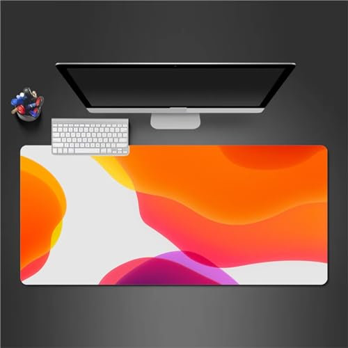 QiHon Gaming Mauspad XXL Orange Rot Großes Mauspad Schreibtischauflage mit Vernähte Kanten Einer speziellen Oberfläche verbessert Geschwindigkeit und Präzision 700x300x2mm